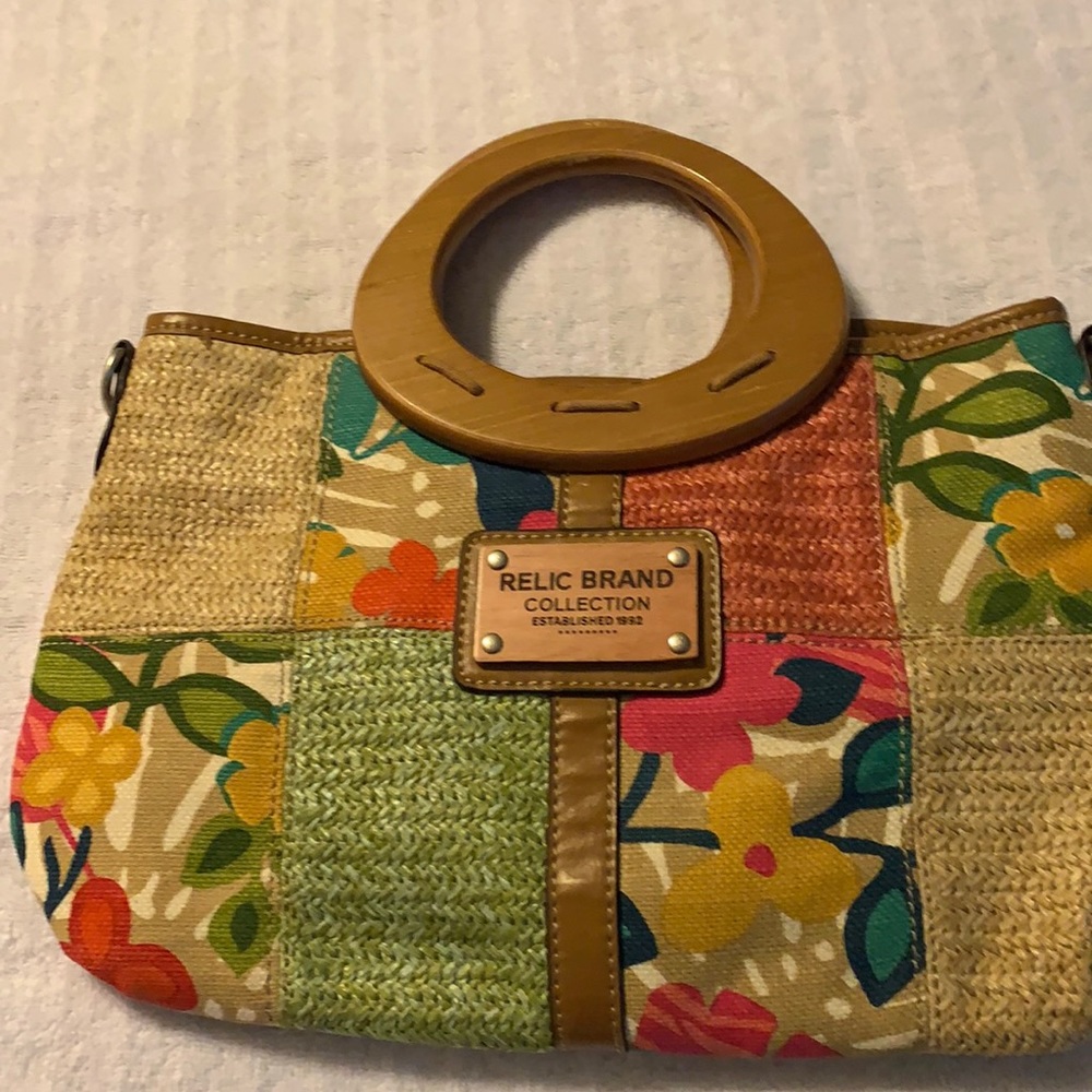 Relic patchwork wood handle purse